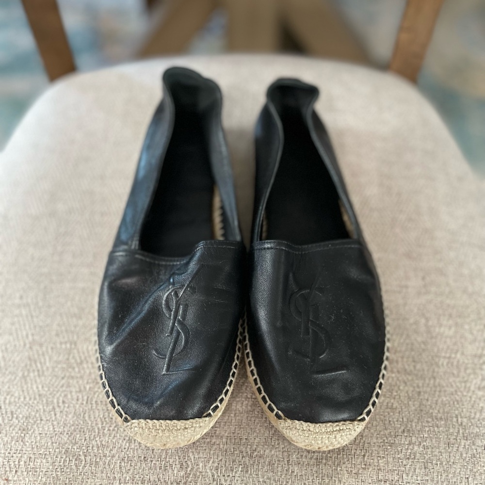 Saint Laurent Logo Leather Espadrille